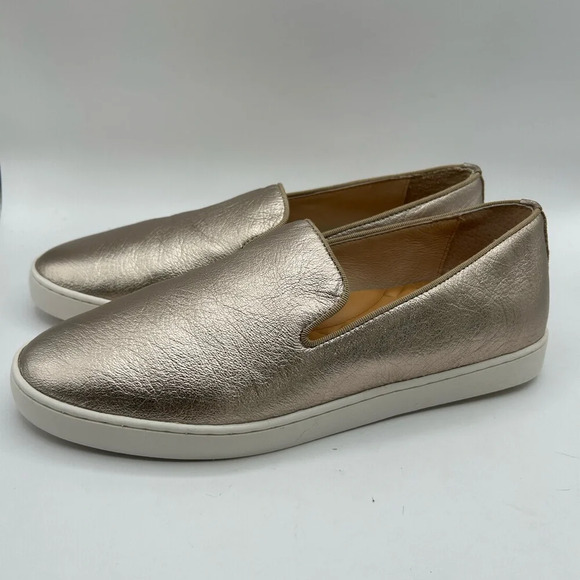 Birdies The Swift Leather Slip On Sneakers  Gold metallic, Preppy Flats Size 8.5 - Picture 5 of 9
